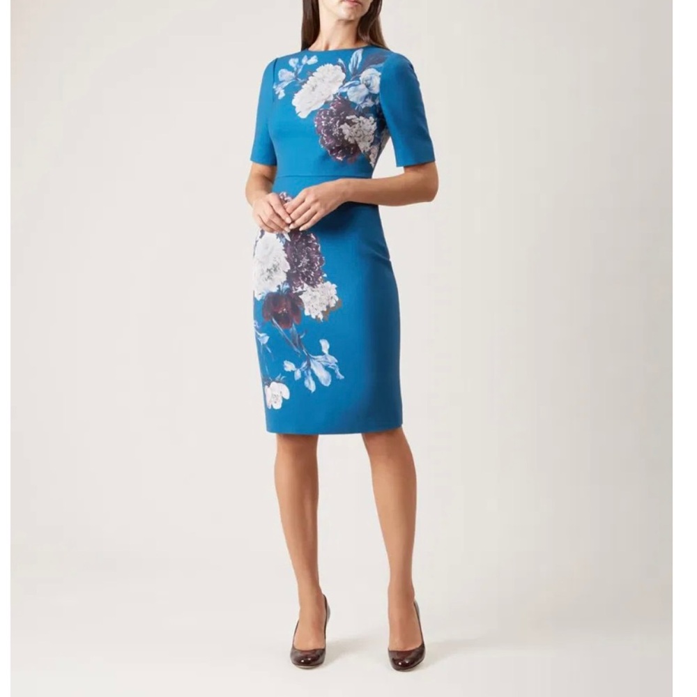 Chic Floral Blue Midi Dress